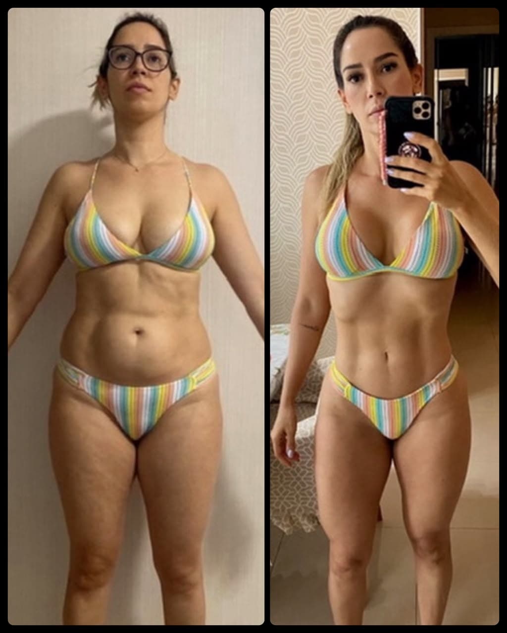 Resultado feminino de evolução corporal